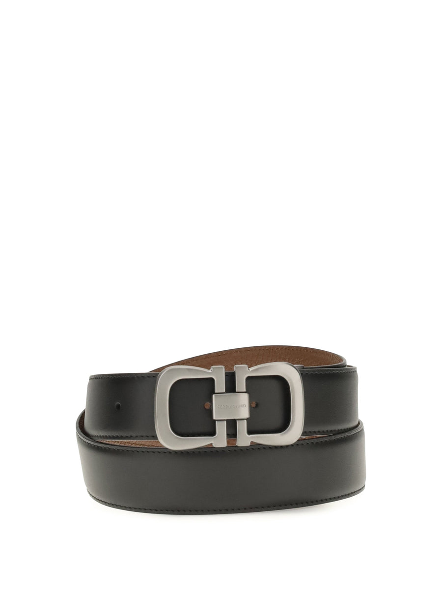 Ferragamo Reversible Calf Leather Belt — Black