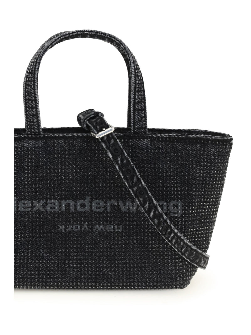 Alexander Wang Crystal-Embellished Cotton Tote Bag — Grey