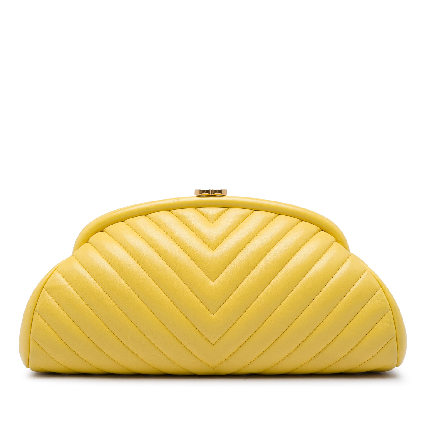 Chevron Lambskin Kisslock Clutch - Image 1
