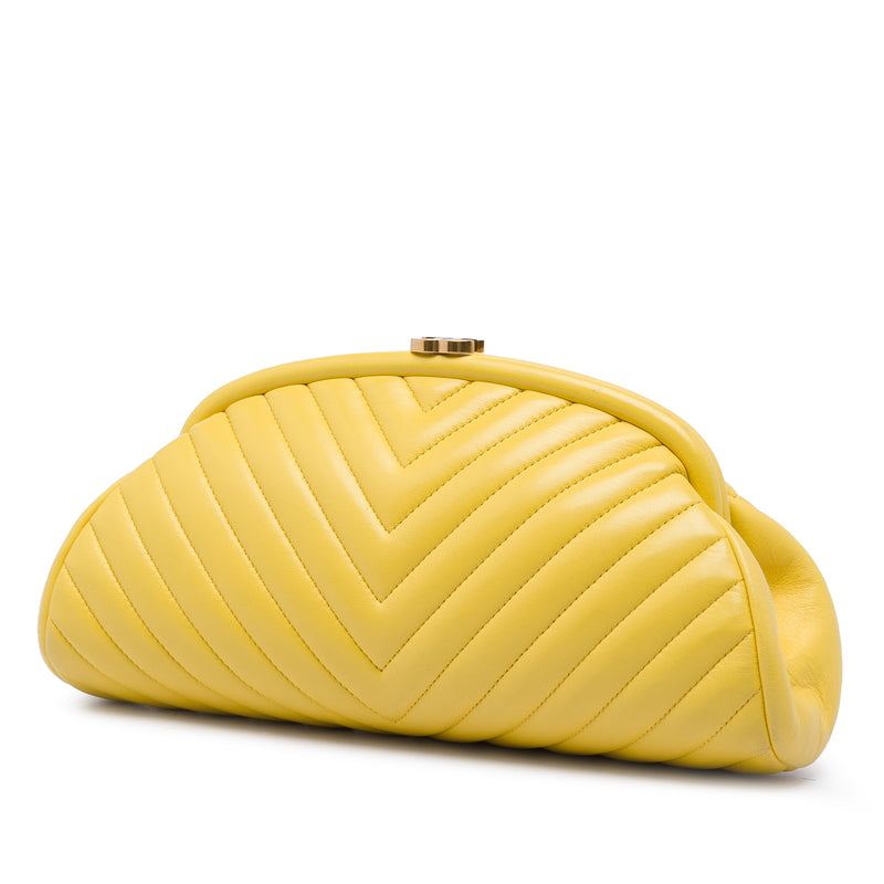 Chevron Lambskin Kisslock Clutch - Image 2