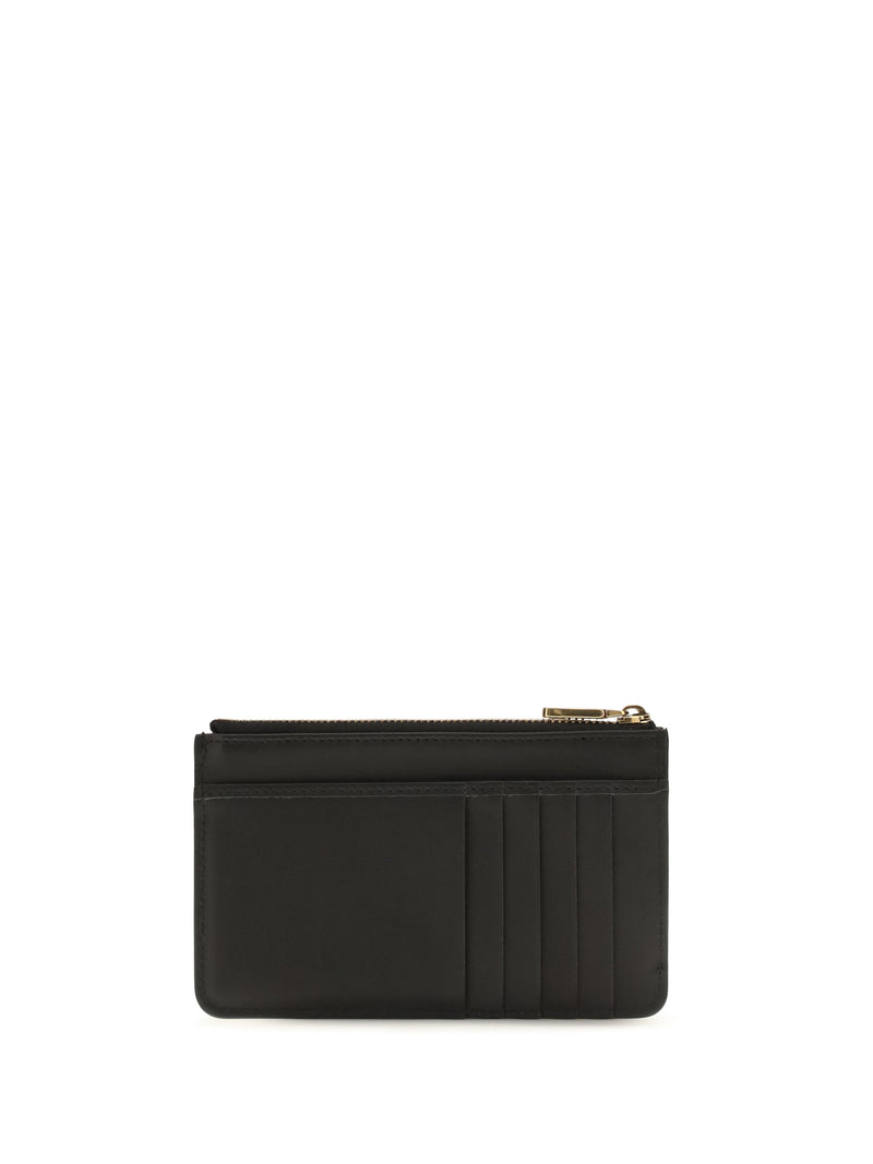 Dolce & Gabbana Leather Zip Card Holder Case — Black Calf Bos Taurus Wallet