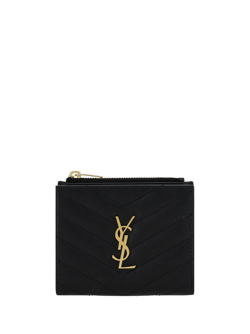 Saint Laurent Matelassé Calfskin Wallet — Black