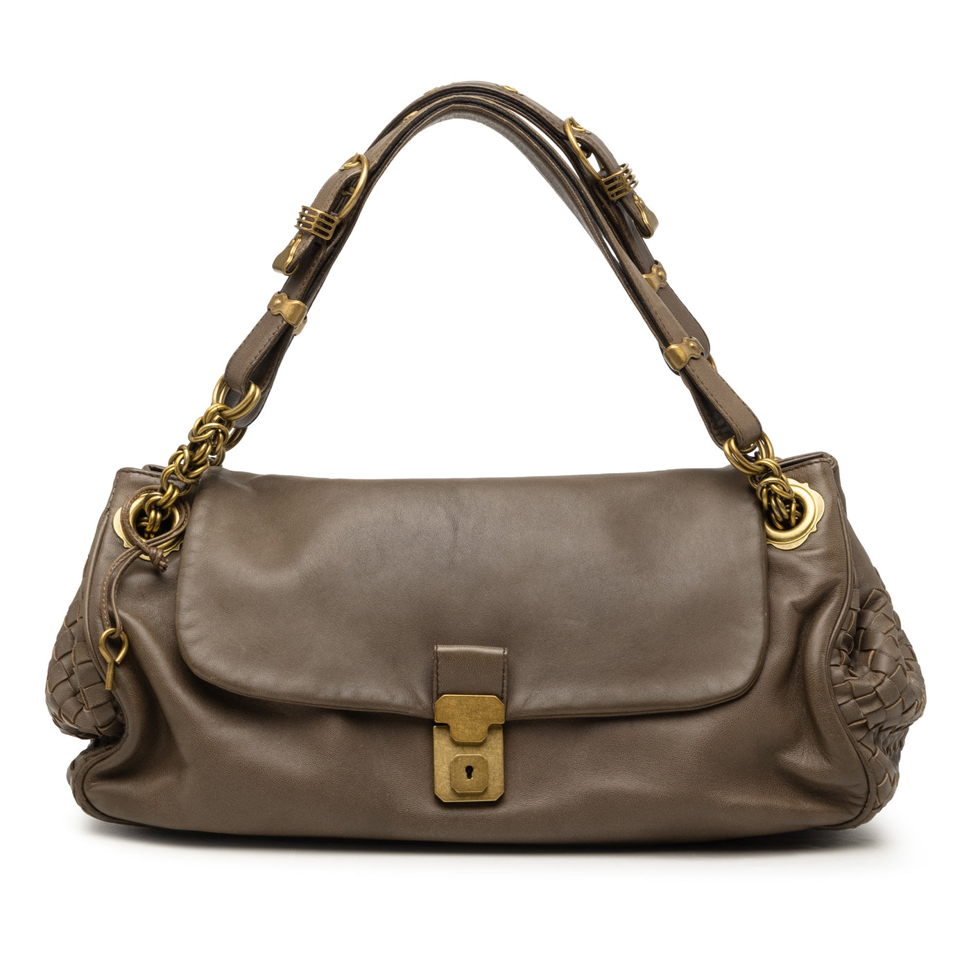 Intrecciato Trimmed Nappa Napoli Handbag - Image 1