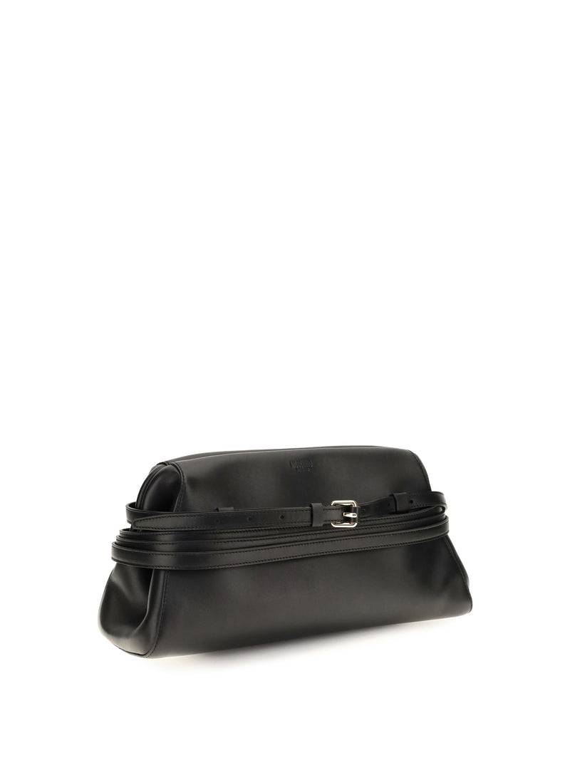 Moschino Nappa Leather Shoulder Bag — Black