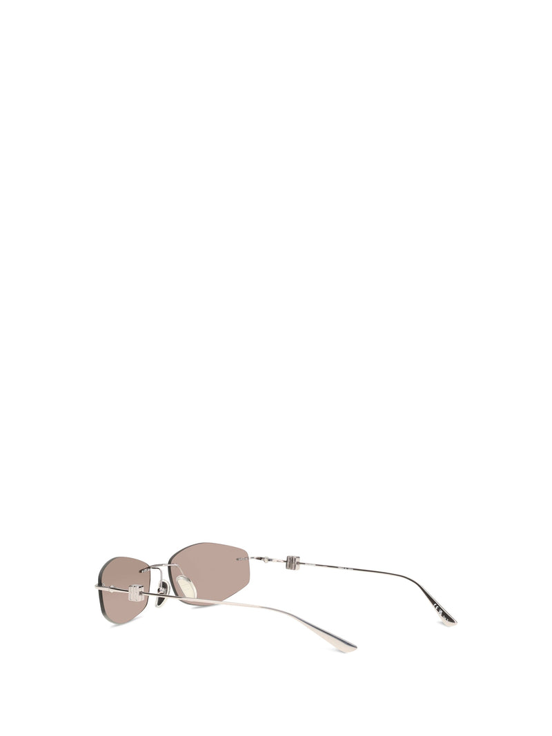 Balenciaga A000uxt0005 Geometric Oval Metal Sunglasses — Ruthenium