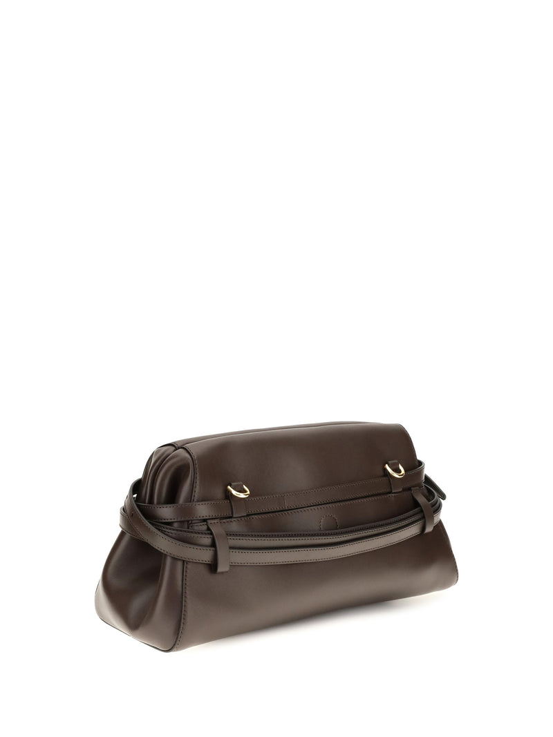 Moschino Nappa Leather Shoulder Bag — Brown