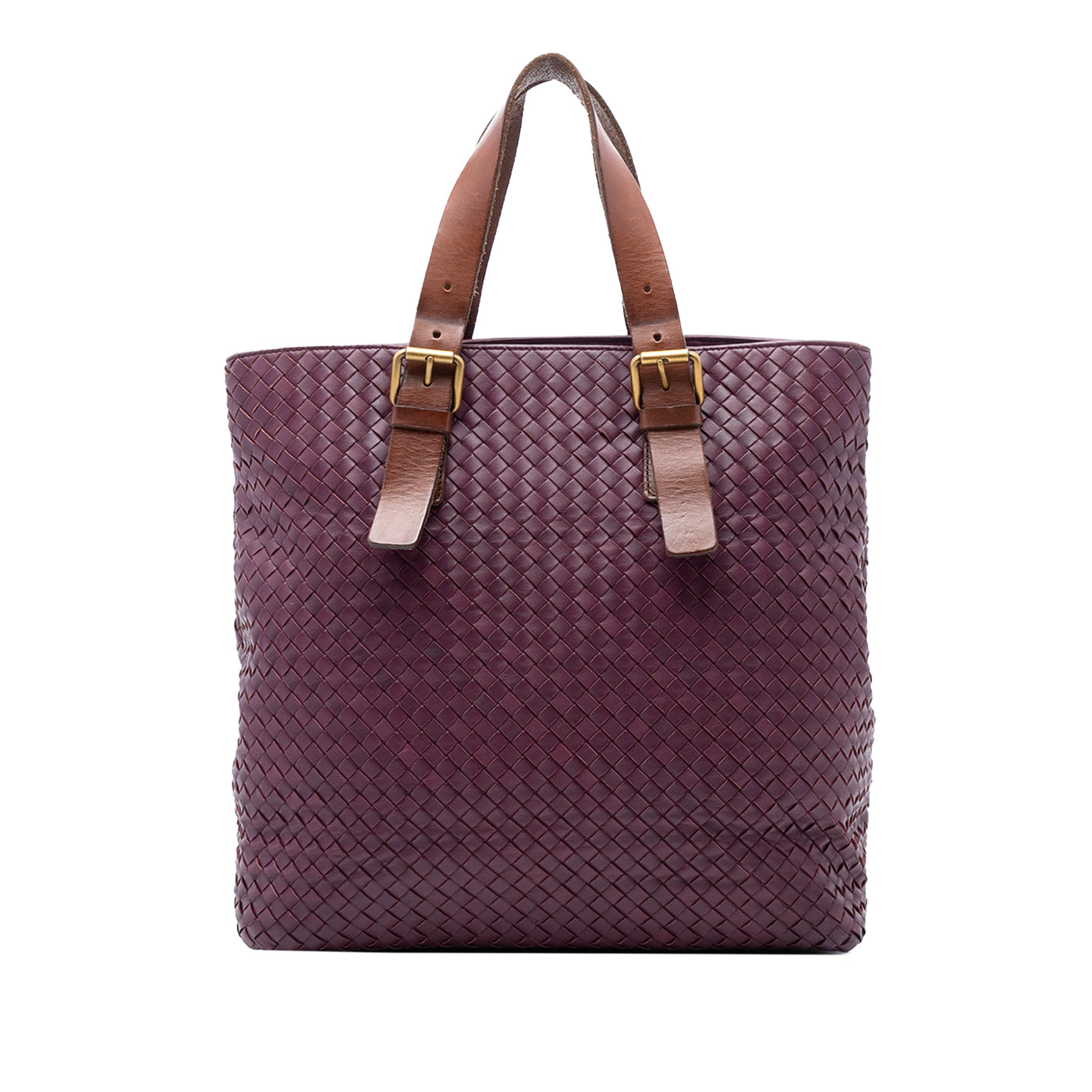 Bicolor Nappa Intrecciato Belt Strap Tote - Image 1