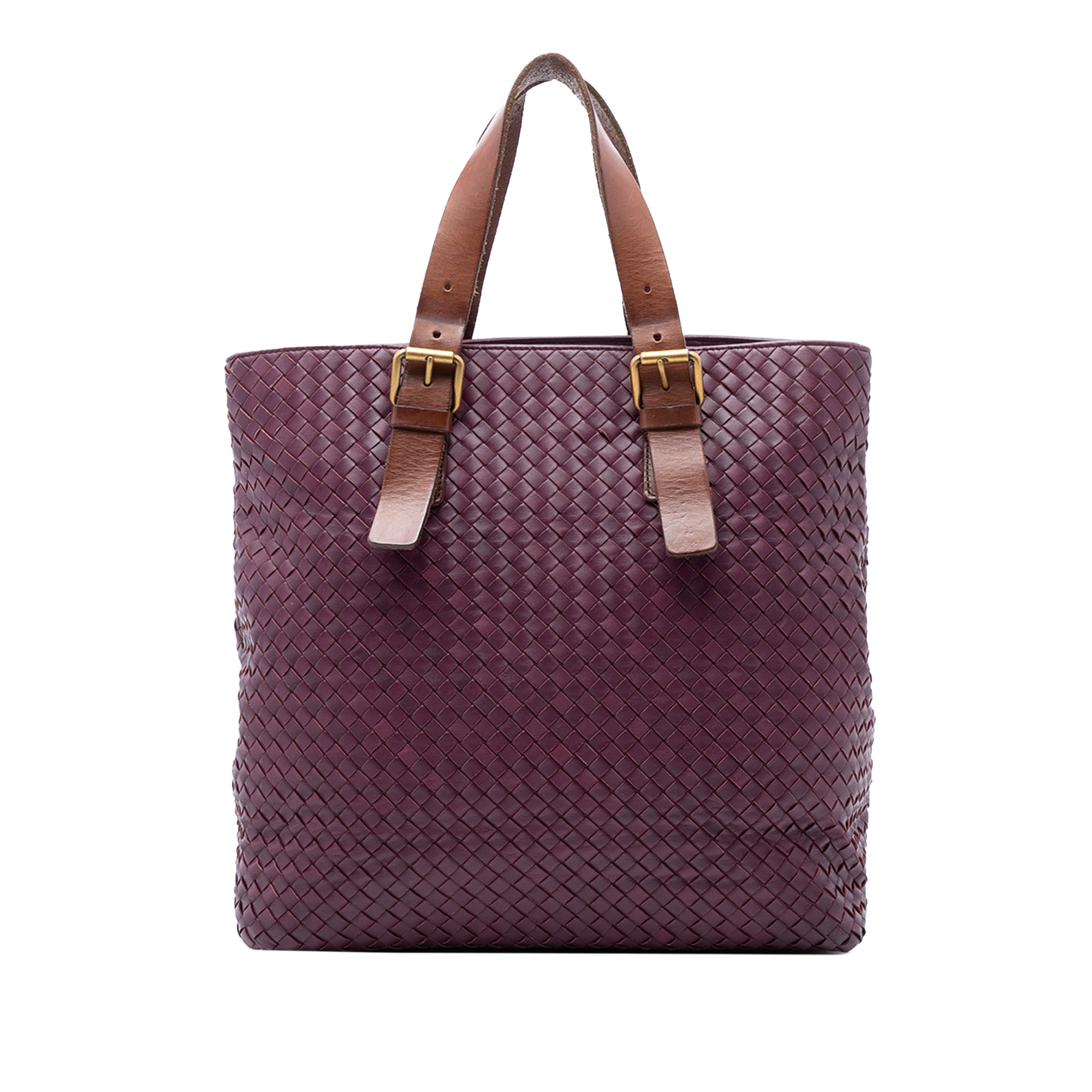 Bicolor Nappa Intrecciato Belt Strap Tote - Image 1