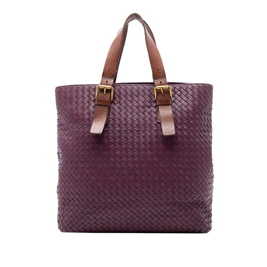 Bicolor Nappa Intrecciato Belt Strap Tote - Image 1