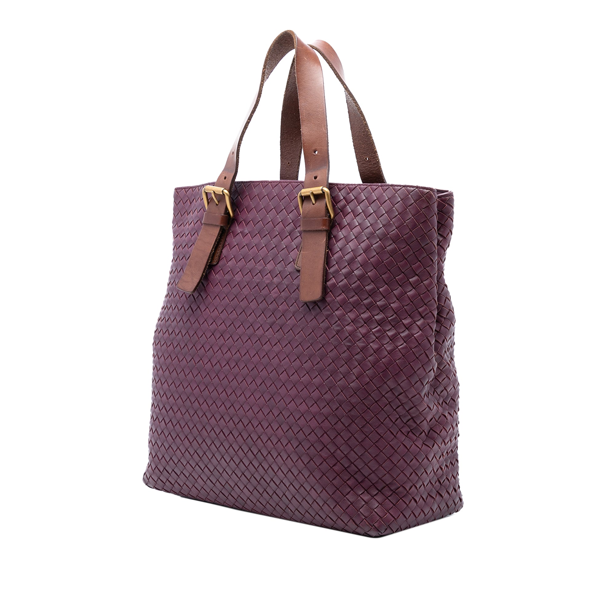 Bicolor Nappa Intrecciato Belt Strap Tote - Image 2