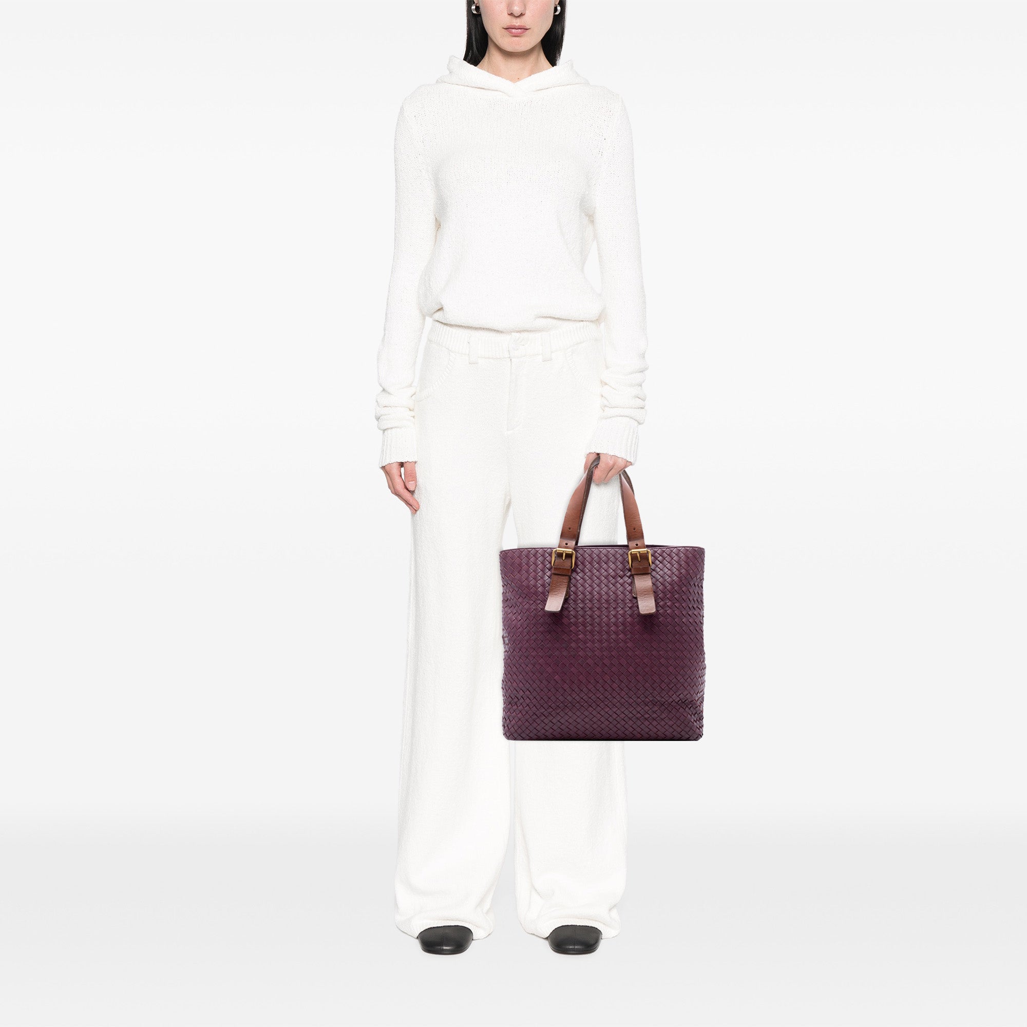 Bicolor Nappa Intrecciato Belt Strap Tote - Image 7
