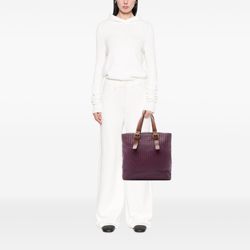 Bicolor Nappa Intrecciato Belt Strap Tote - Image 7