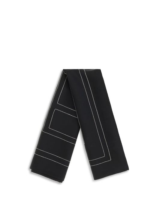 Toteme Monogram-Embroidered Organic Silk Scarf — Black Gots-certified Scarfs