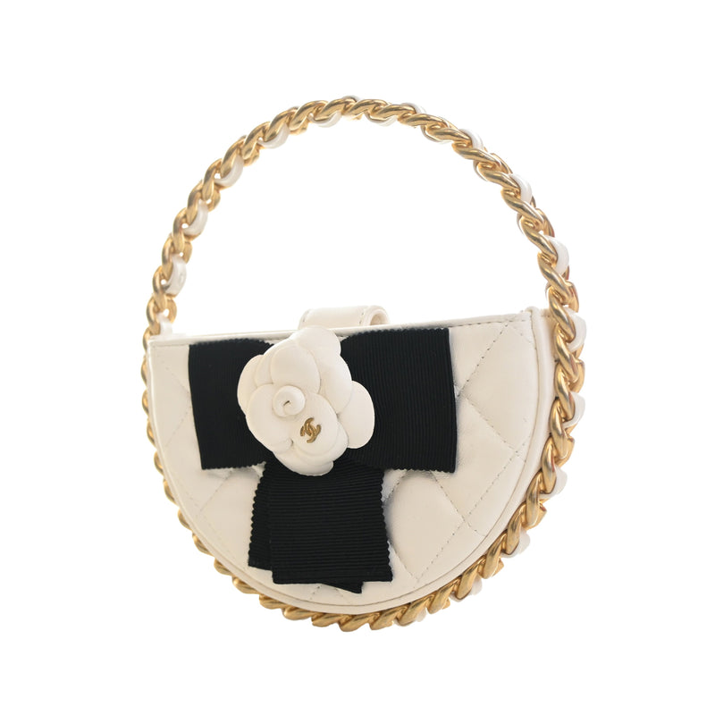Mini Lambskin Round Camellia Clutch - Image 2