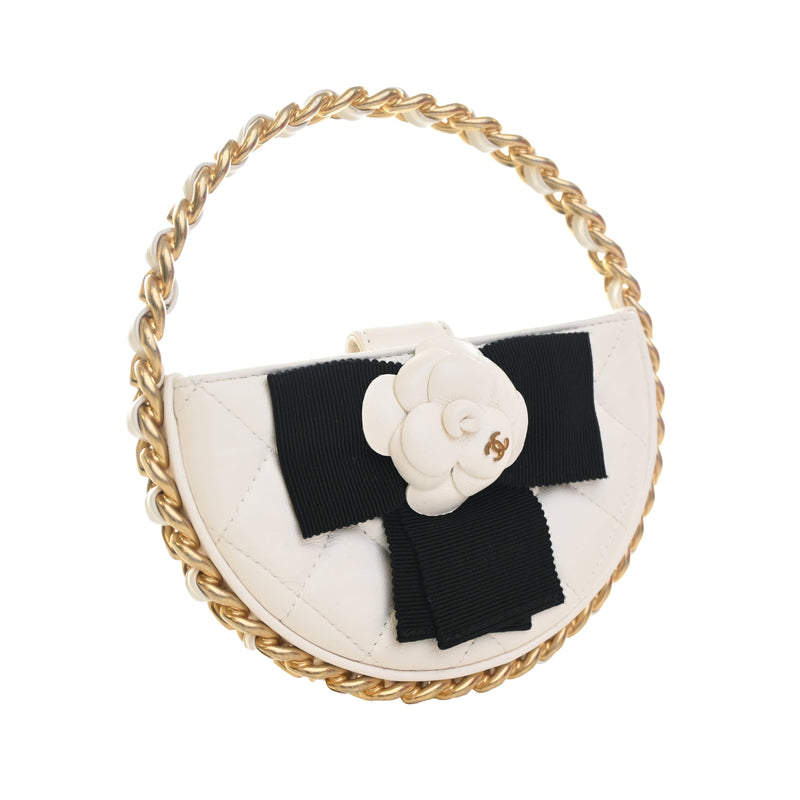 Mini Lambskin Round Camellia Clutch - Image 3