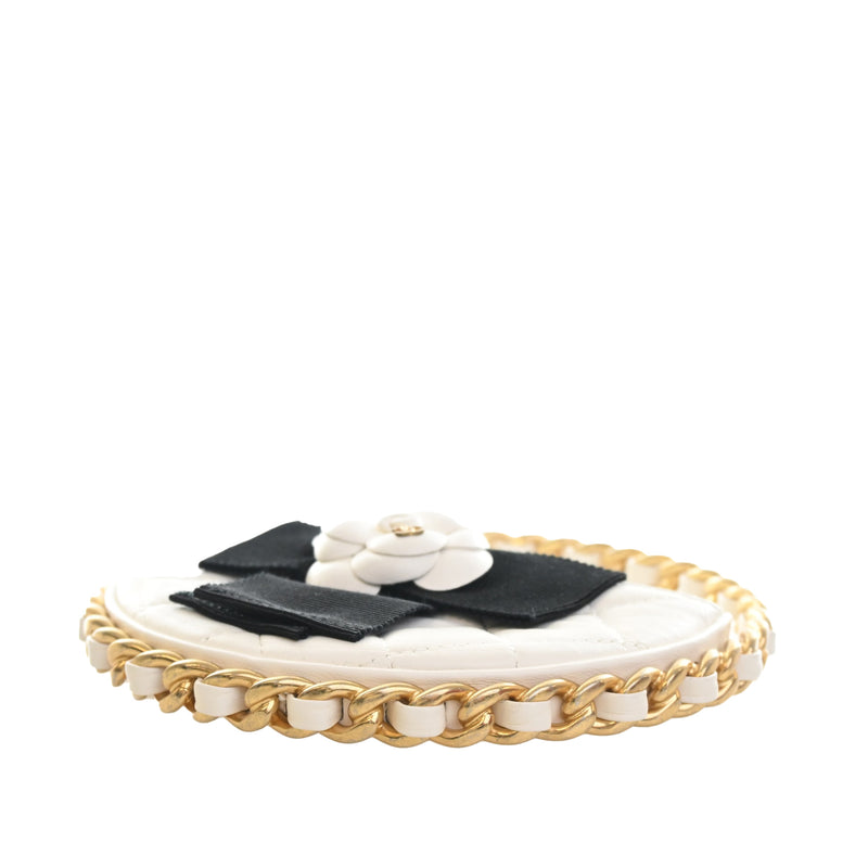 Mini Lambskin Round Camellia Clutch - Image 6
