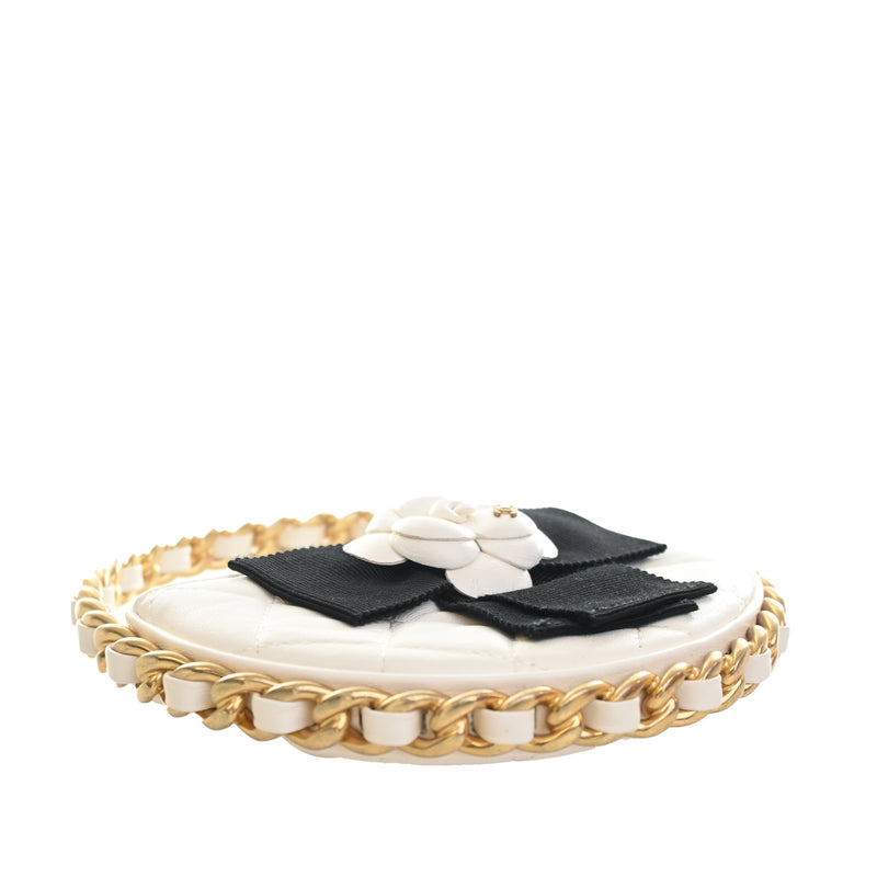 Mini Lambskin Round Camellia Clutch - Image 7