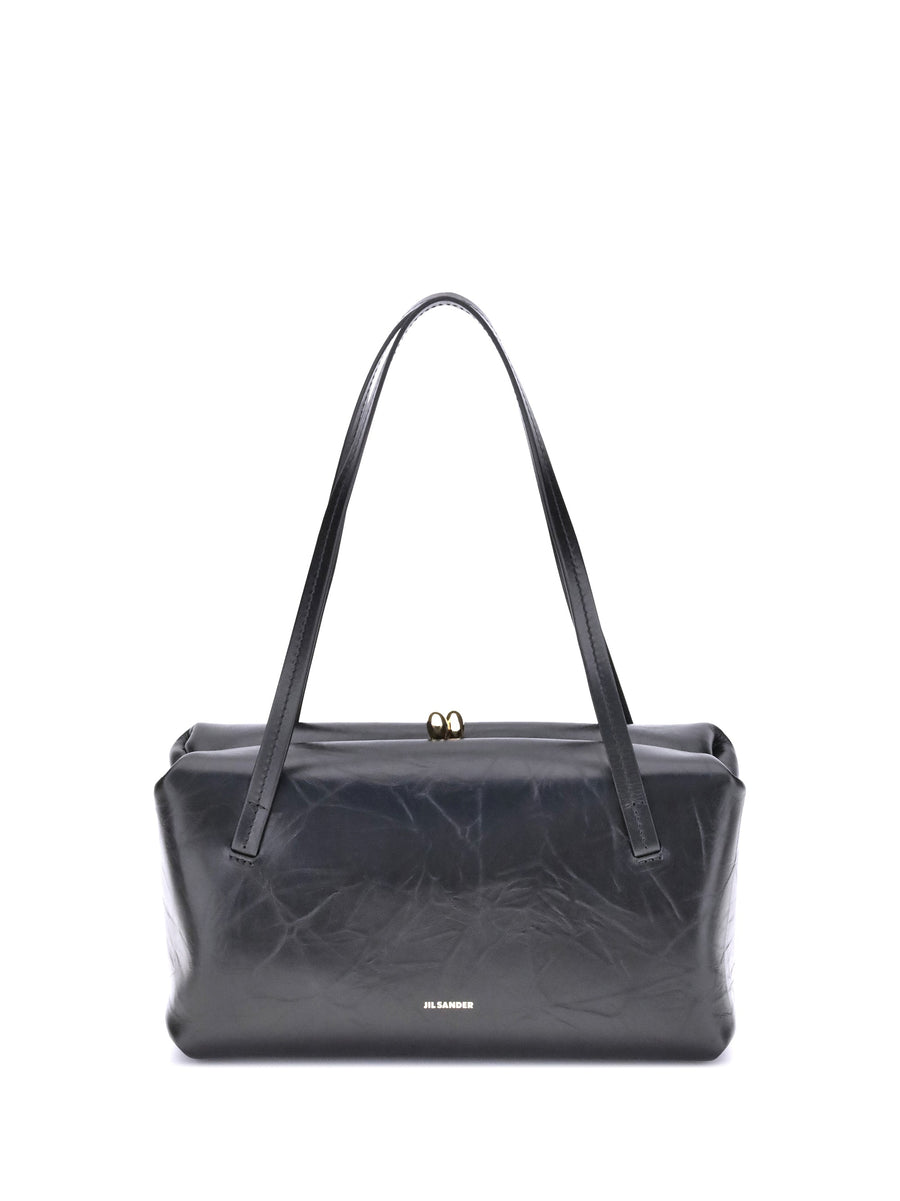 Jil Sander Goji Pillow Shoulder Bag — Black Calf Leather Bos Taurus