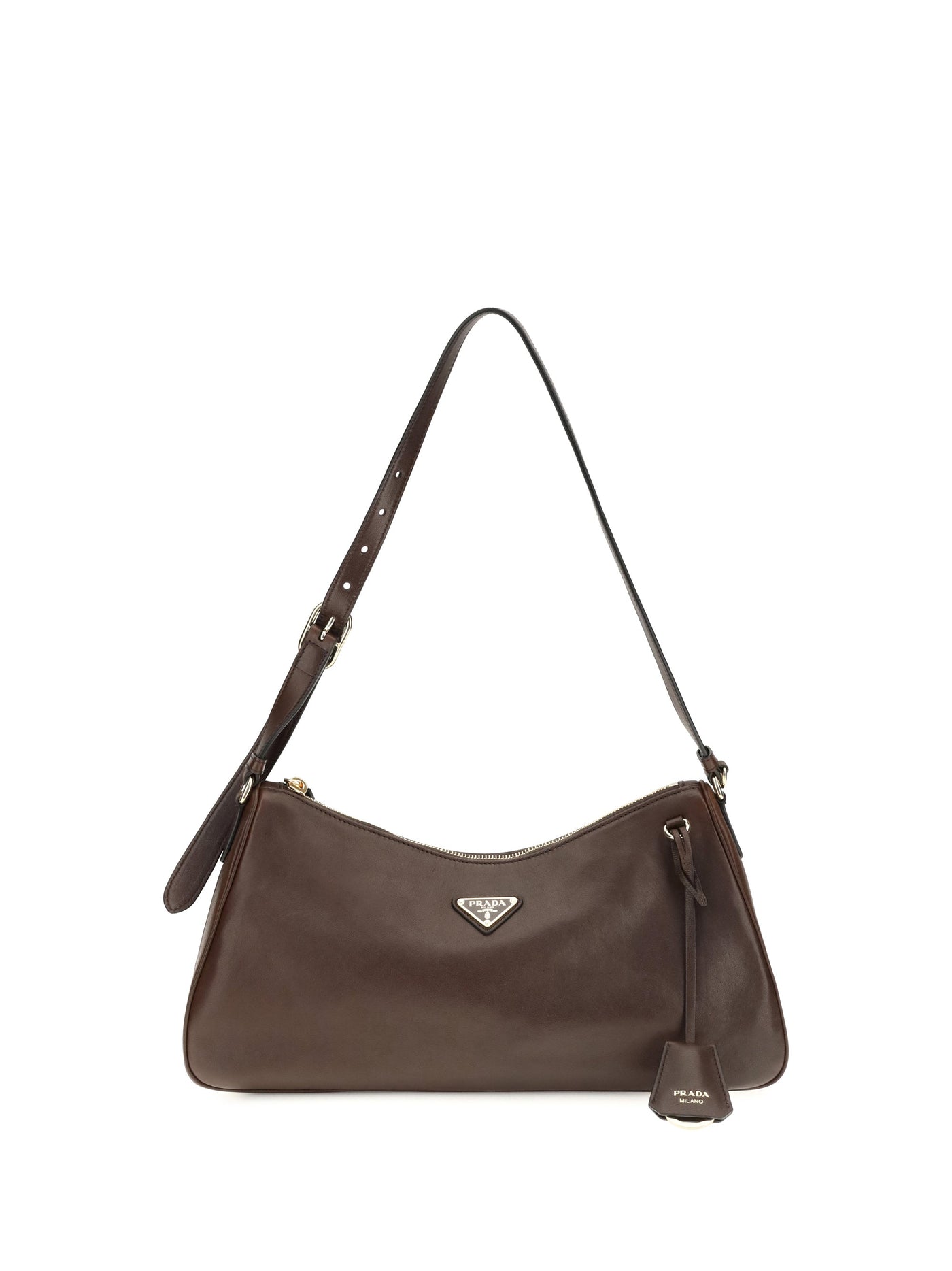 Prada Calf Leather Shoulder Bag — Brown Bos Taurus