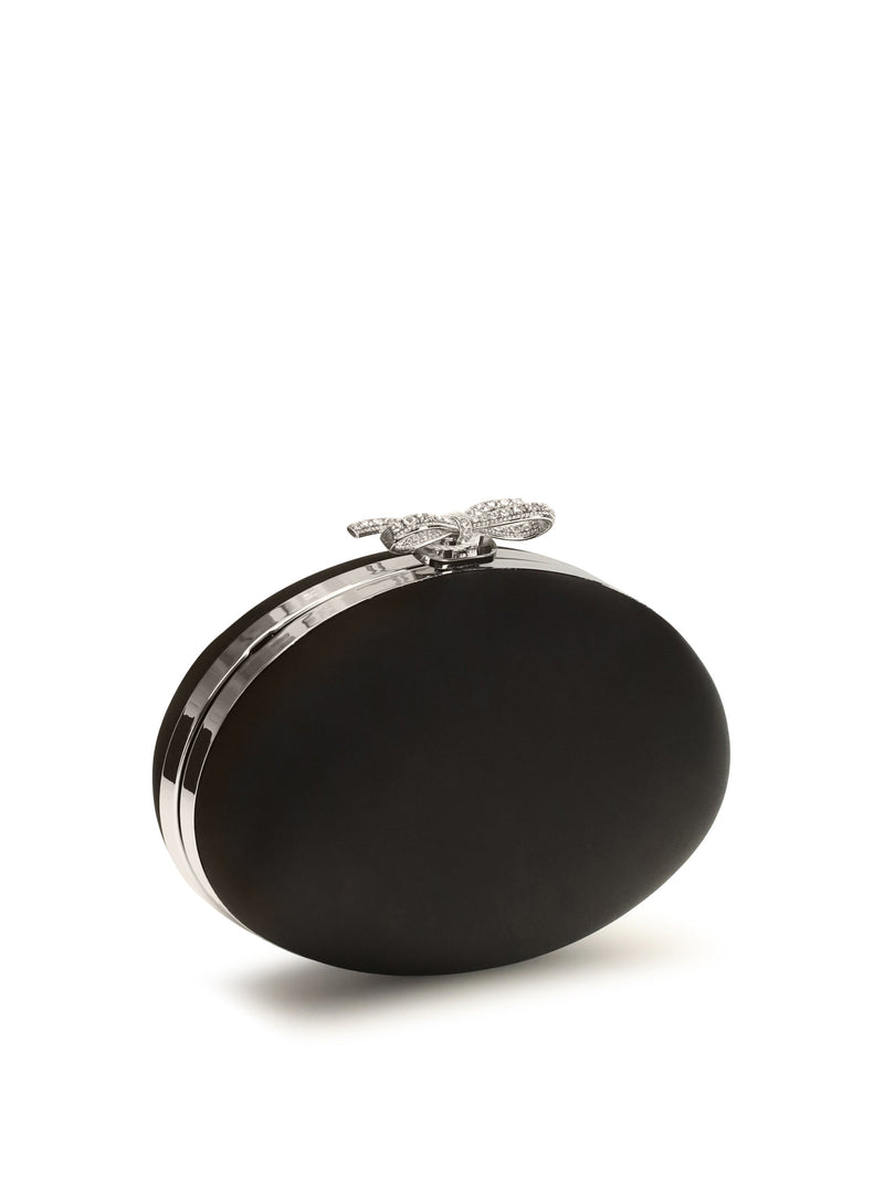 Self-Portrait Oval Clutch — Black Polyester; Elastane