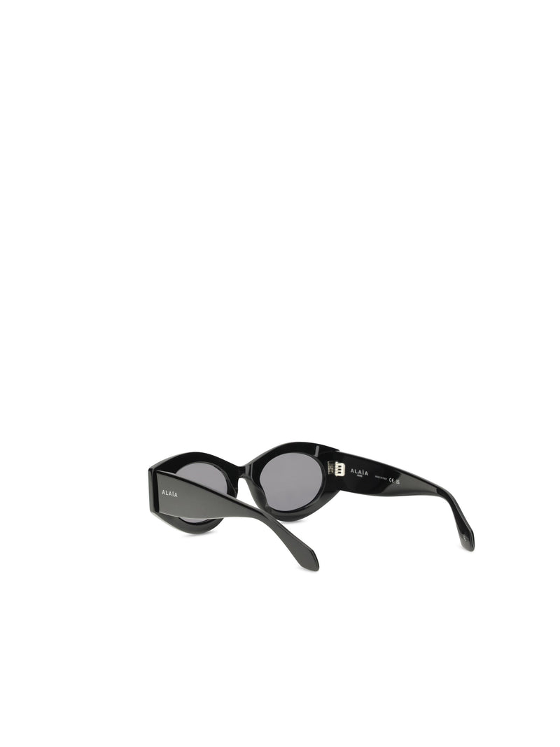 Alaïa Aa4l0082s001 Oval Acetate Sunglasses — Black