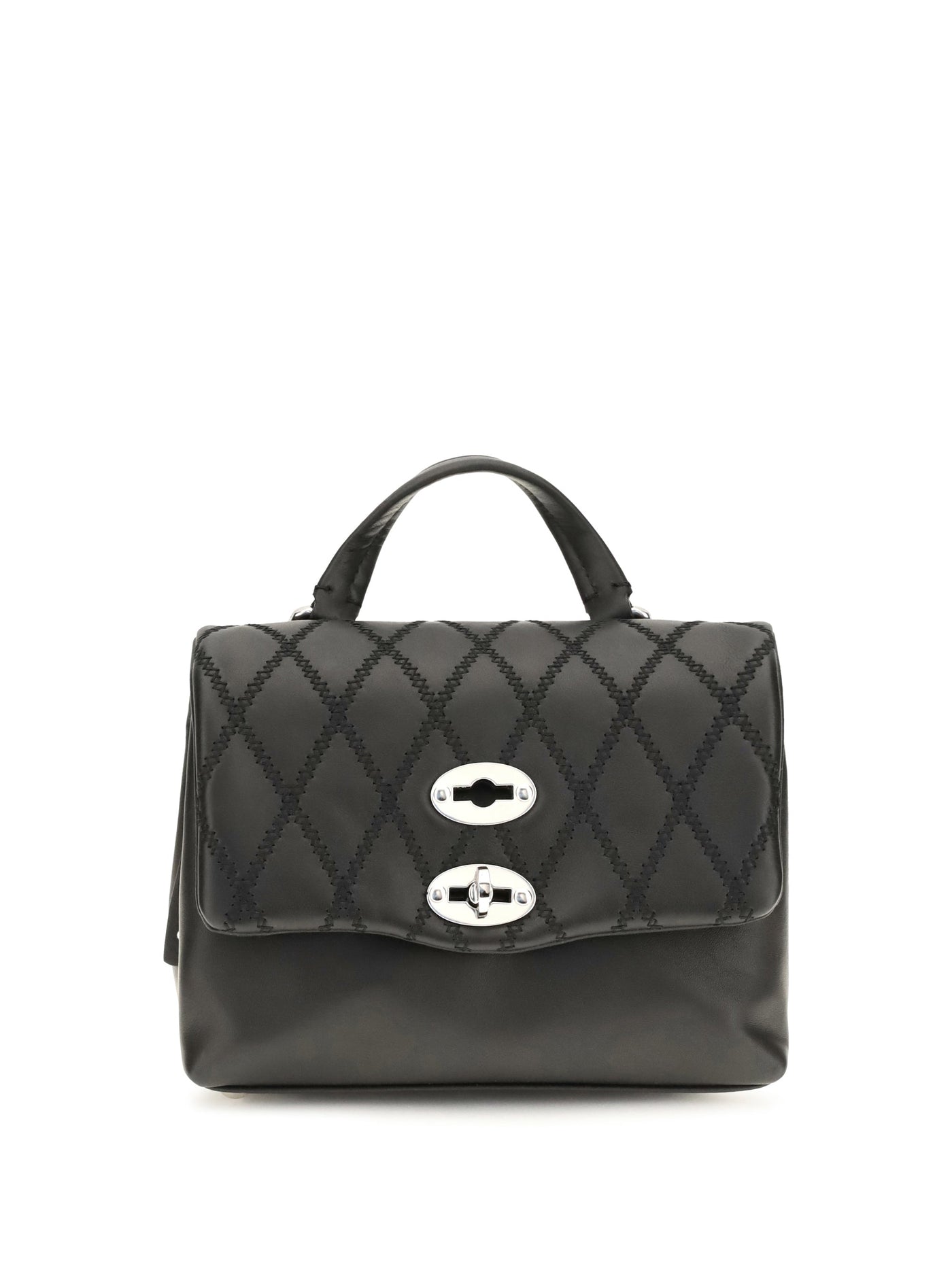 Zanellato Mini Postina Top Handle Bag — Black Calf Leather Bos Taurus