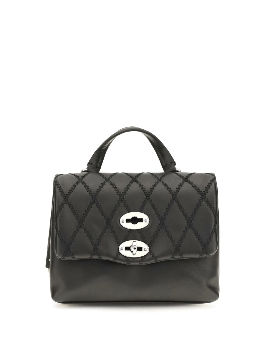 Zanellato Mini Postina Top Handle Bag — Black Calf Leather Bos Taurus