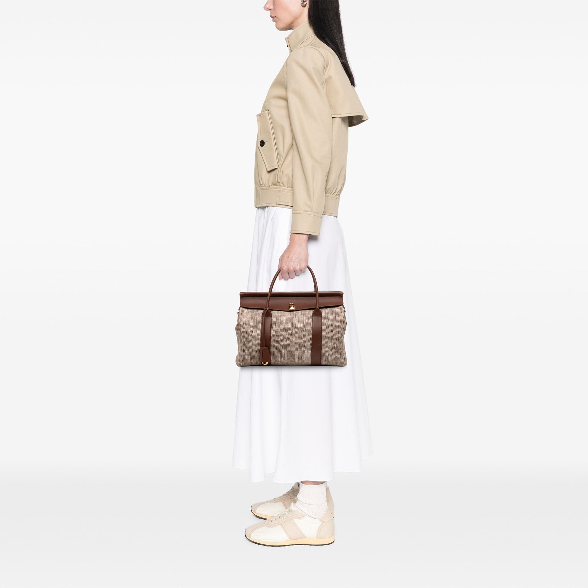 Toile Herringbone and Leather Loom L32 - Image 6