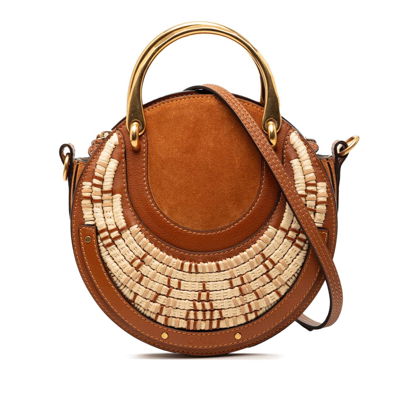 Small Suede and Raffia Pixie Satchel - Image 1