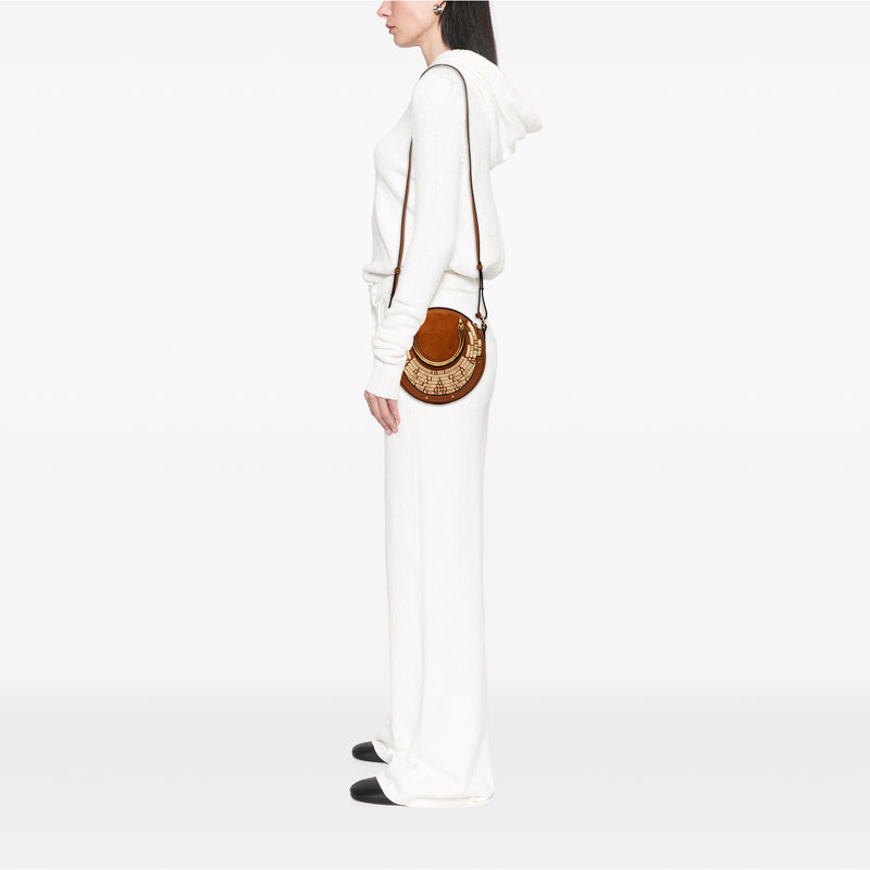 Small Suede and Raffia Pixie Satchel - Image 7