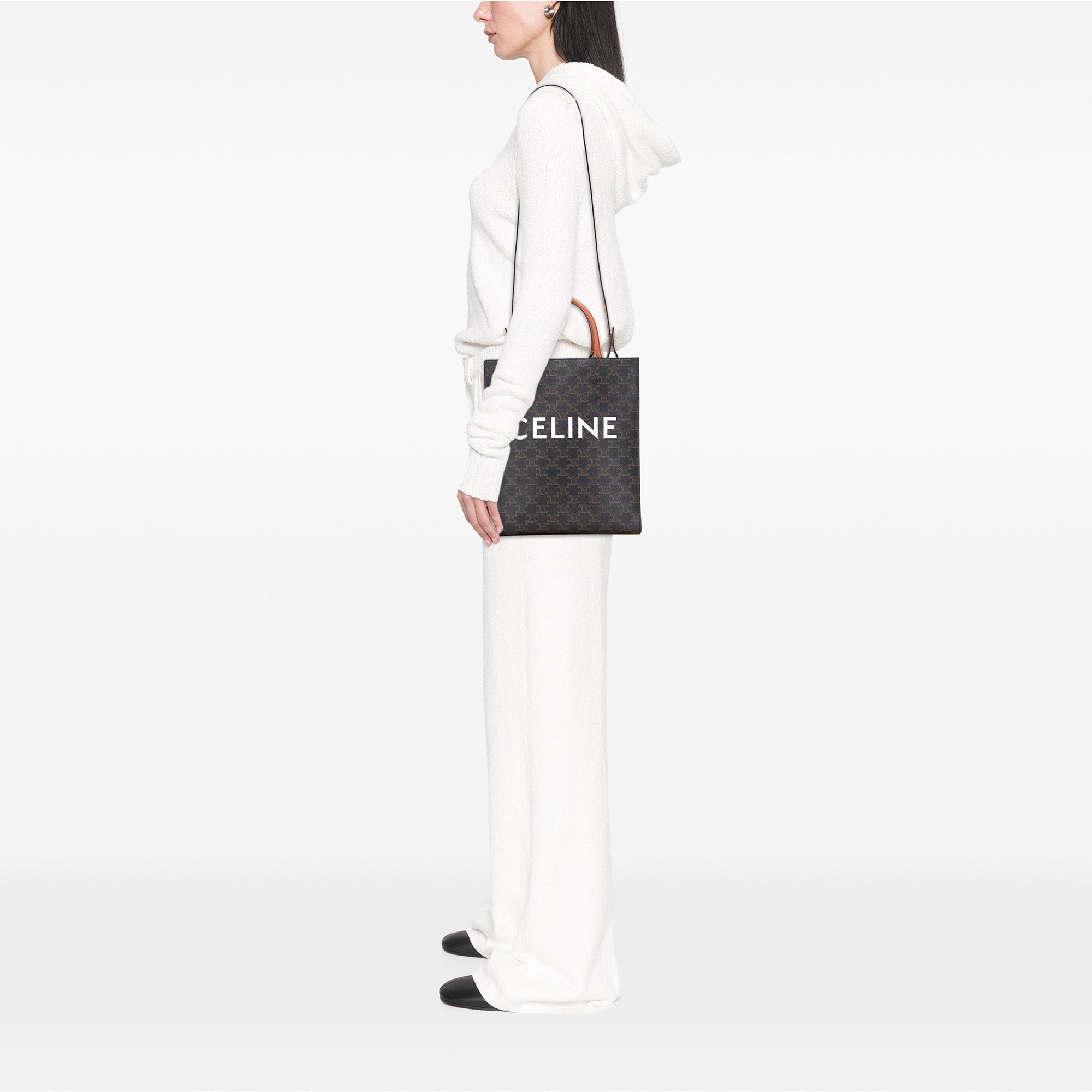 Small Triomphe Coated Canvas Vertical Cabas Tote - Image 9