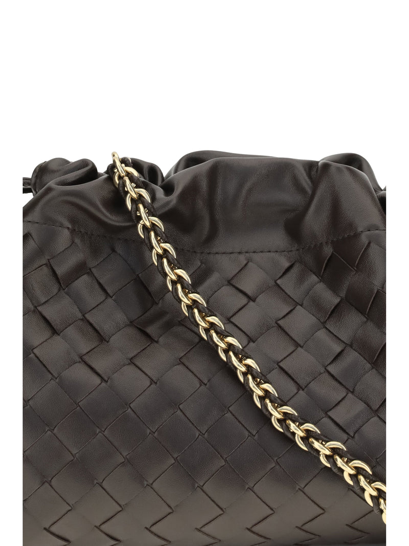 Bottega Veneta Woven Leather Drawstring Wallet — Black Calf & Purses