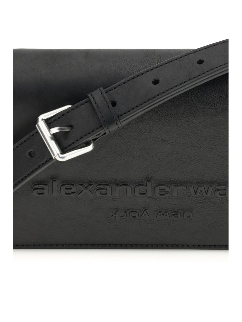 Alexander Wang Embossed Logo Calf Leather Shoulder Bag — Black