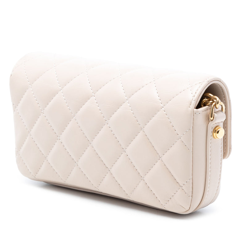 Quilted Lambskin Giant CC Flap Phone Holder with Chain - Image 2