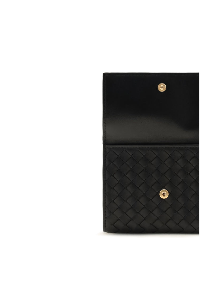 Bottega Veneta Intrecciato Woven Leather Trifold Wallet — Black Lamb & Purses