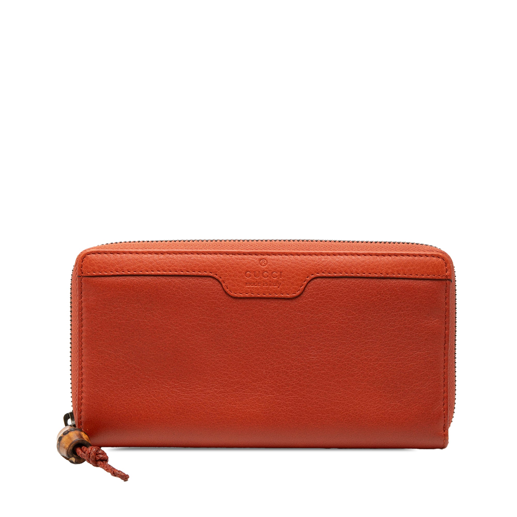 Leather Bamboo Zip Around Wallet - Image 1