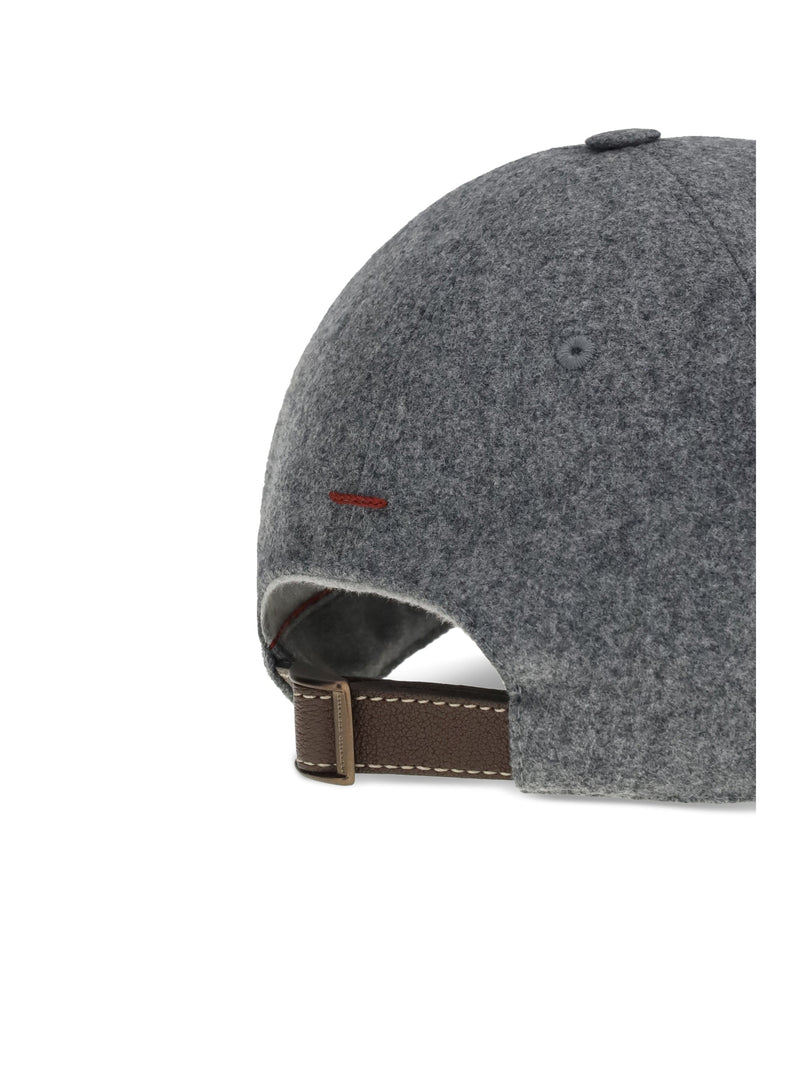 Brunello Cucinelli M038p9850 Fleece Wool Baseball Cap — Gray (ovis Aries) Caps