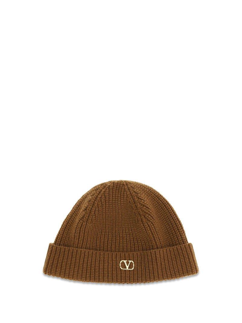 Valentino Garavani 9y2hb02gatz Cashmere Beanie — Camel Beanies
