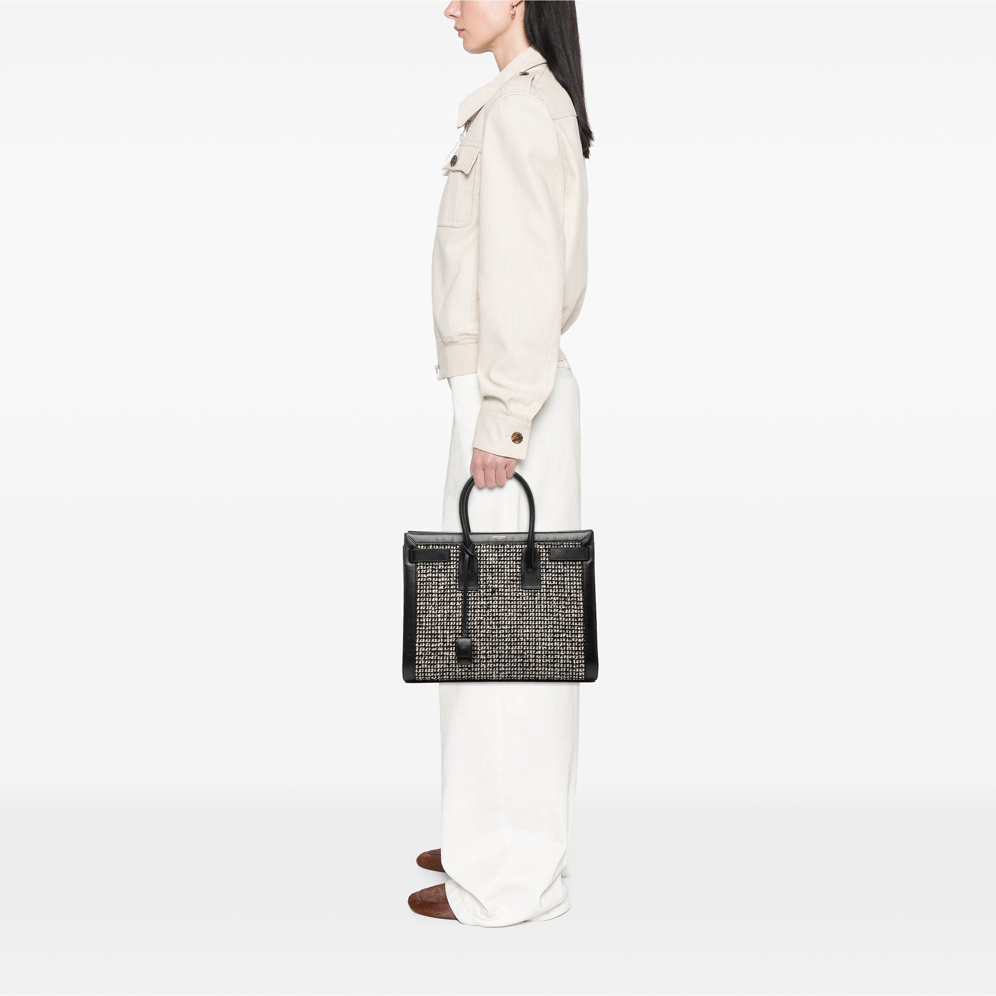 Small Tweed Houndstooth Sac De Jour Satchel - Image 7