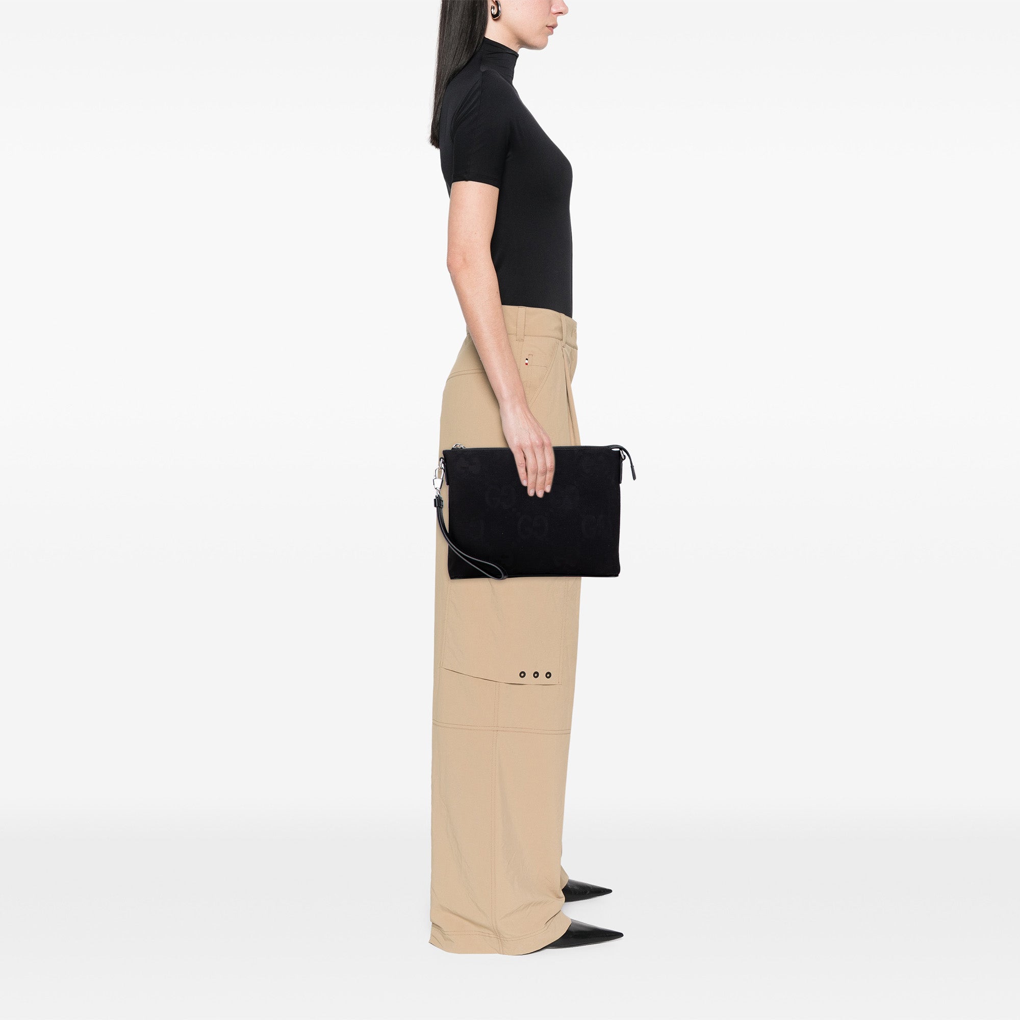 Jumbo GG Canvas Clutch on Strap - Image 11