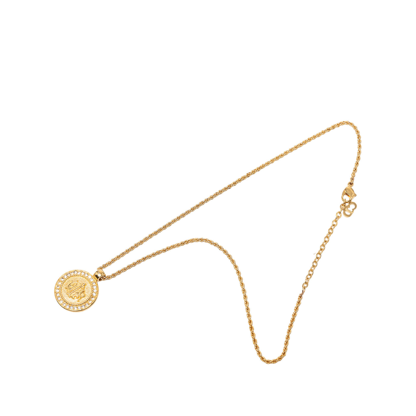 Gold Plated Strass Medallion Pendant Necklace - Image 1