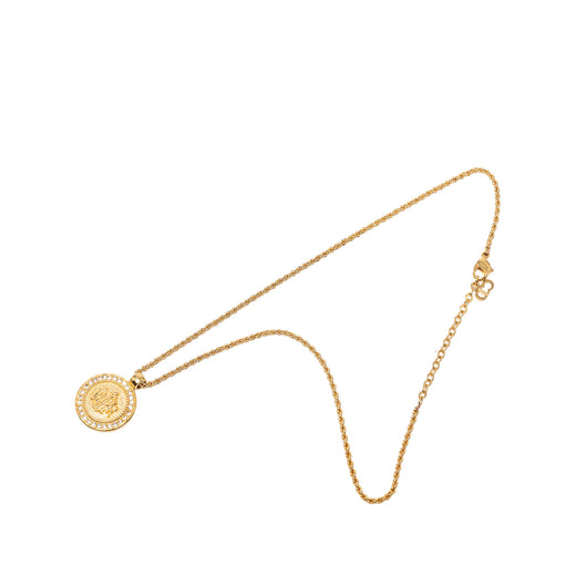 Gold Plated Strass Medallion Pendant Necklace - Image 1