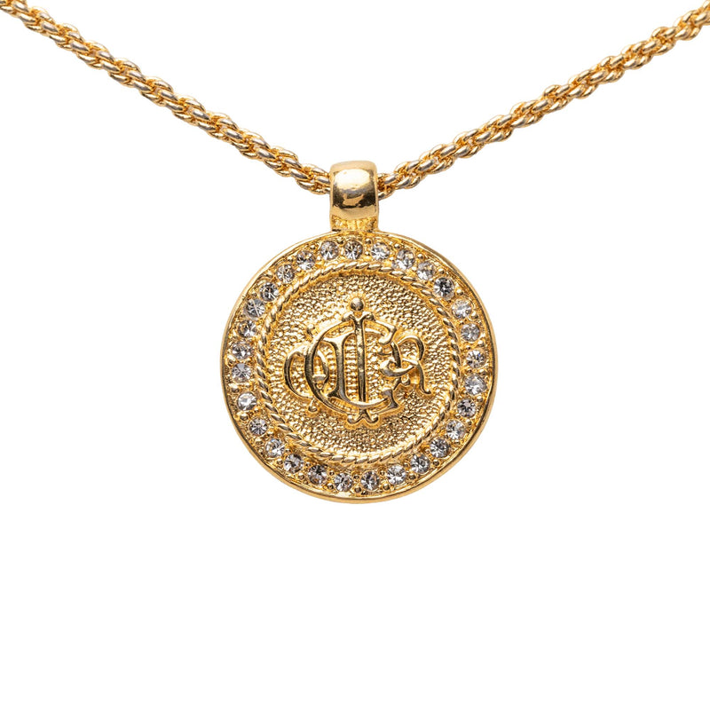 Gold Plated Strass Medallion Pendant Necklace - Image 2