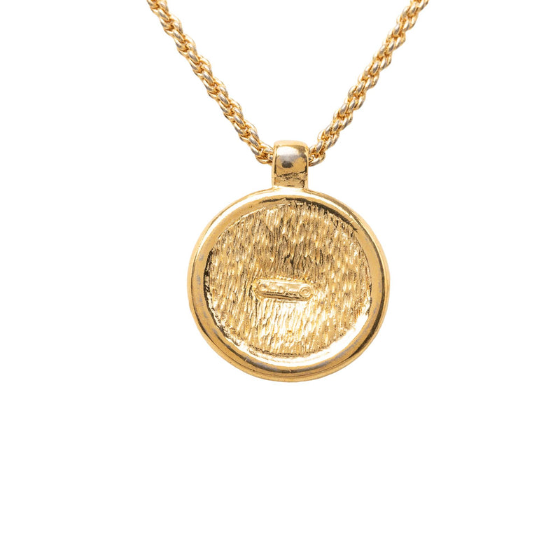 Gold Plated Strass Medallion Pendant Necklace - Image 3