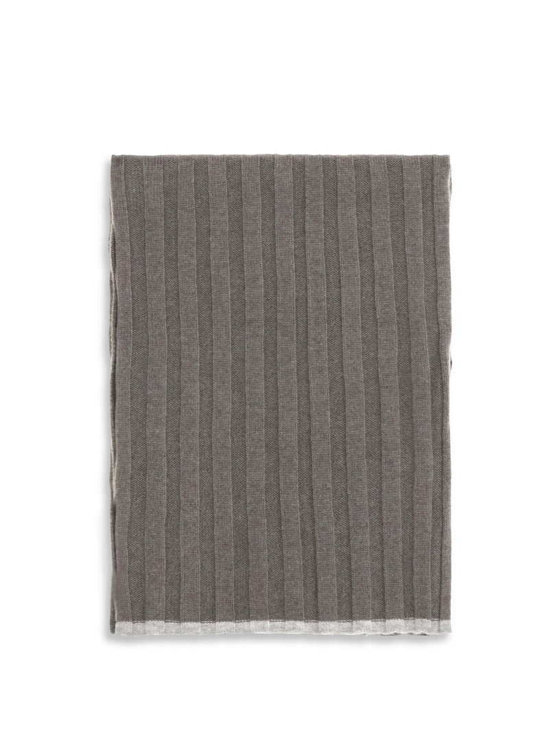 Brunello Cucinelli Ribbed Cashmere With Beading Scarf — Gray Scarfs