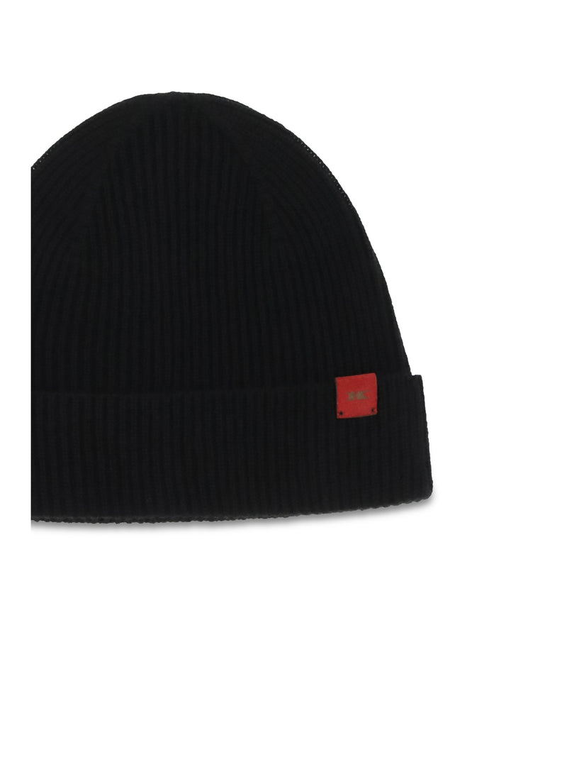 Kiton Ucpl003k0239l04 Ribbed Merino Wool Beanie — Black Ovis Aries Beanies