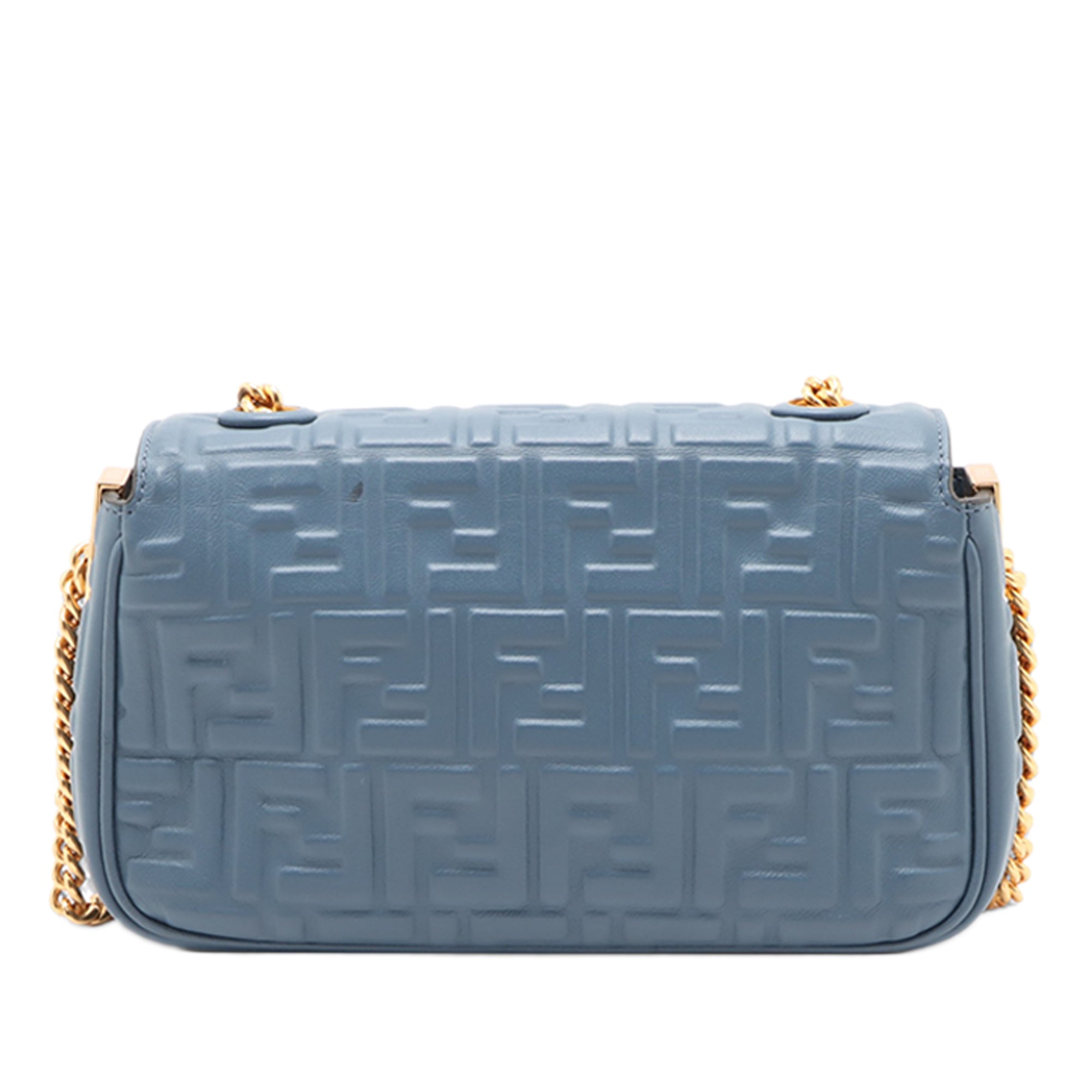 Small FF Nappa Embossed Chain Midi Baguette - Image 2