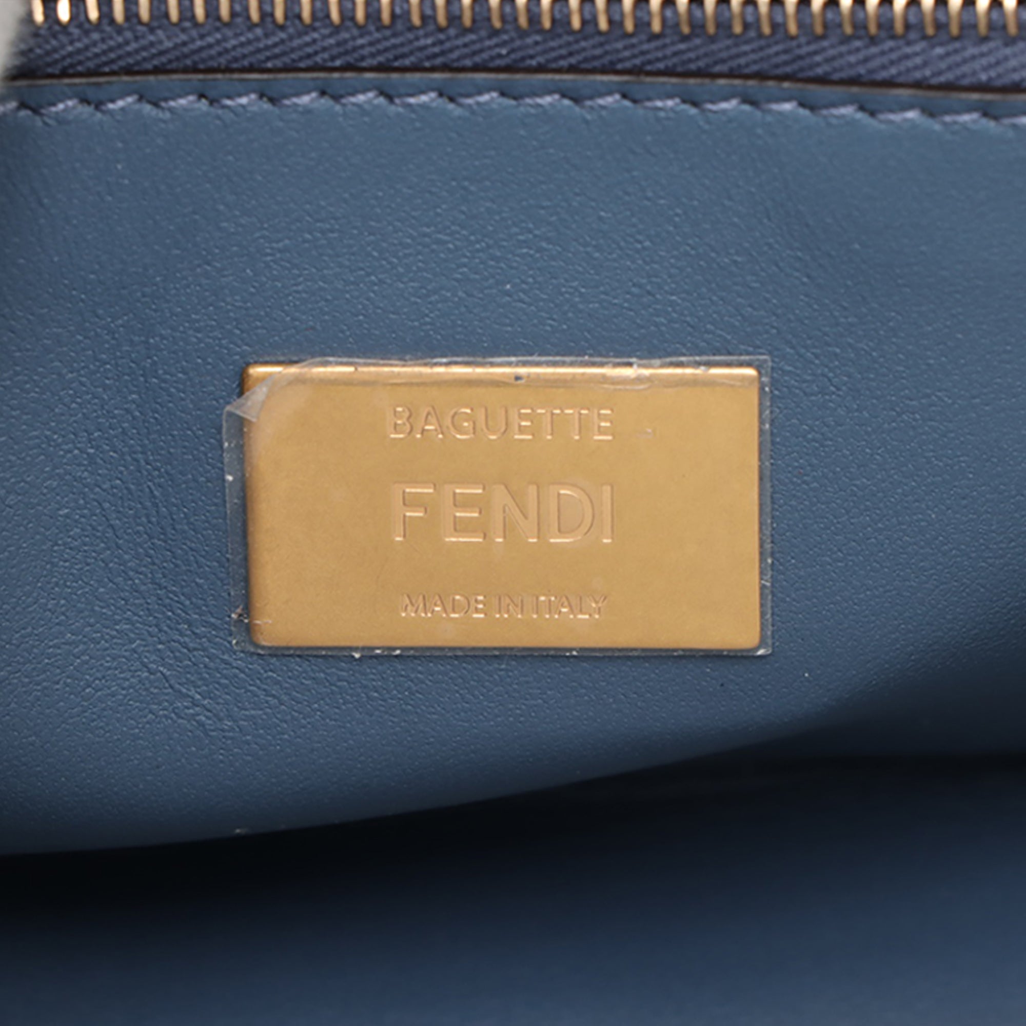 Small FF Nappa Embossed Chain Midi Baguette - Image 7