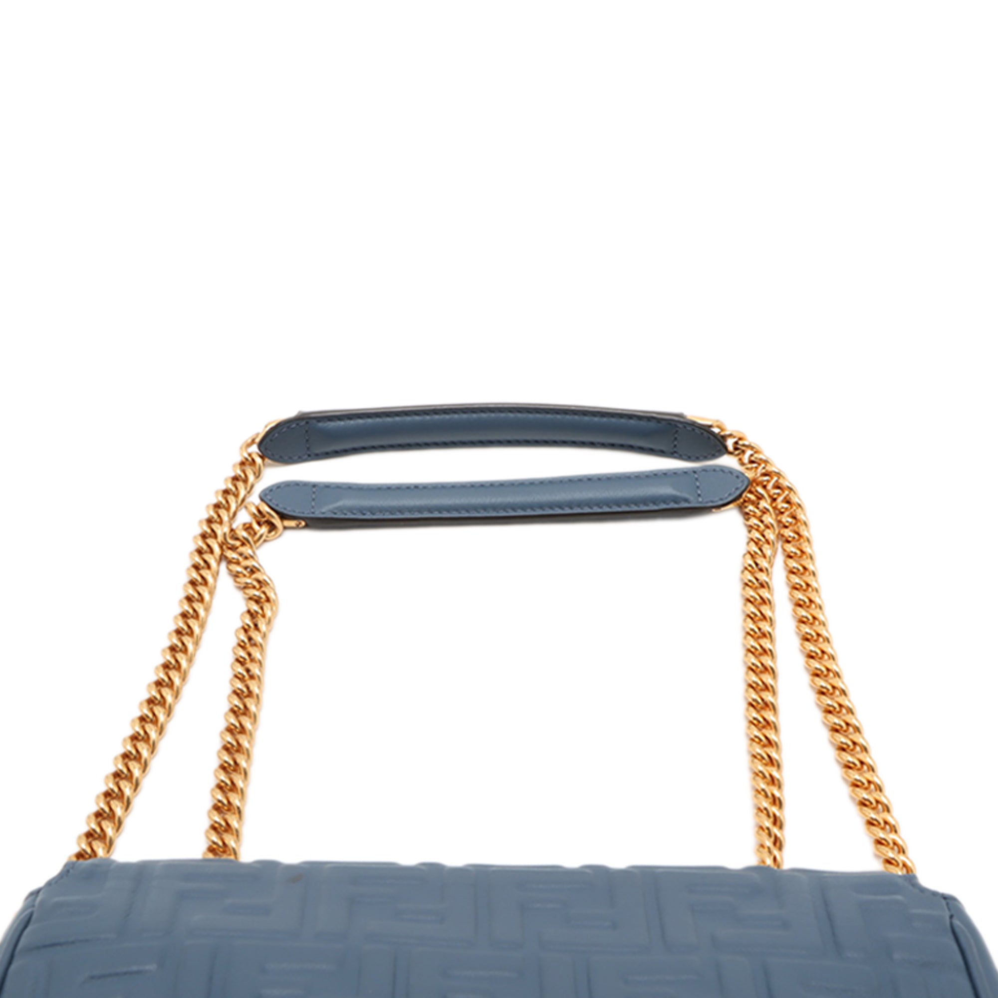 Small FF Nappa Embossed Chain Midi Baguette - Image 8