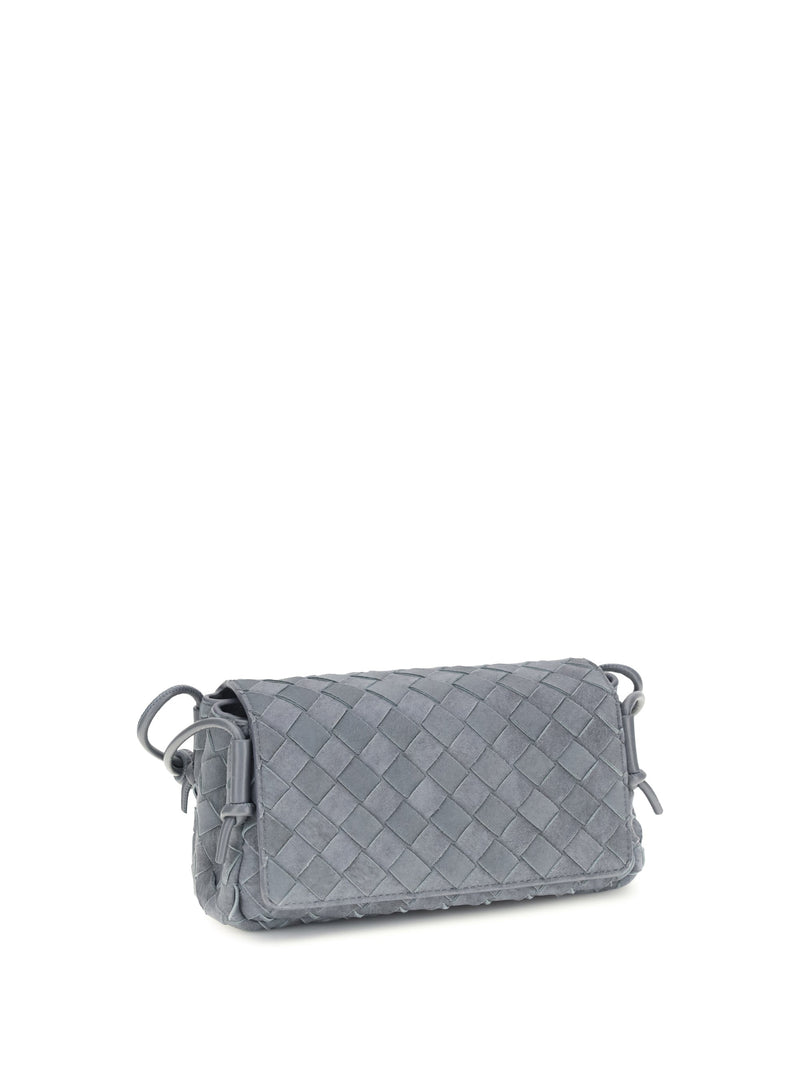 Bottega Veneta Notturno Shoulder Bag — Gray Calf Leather